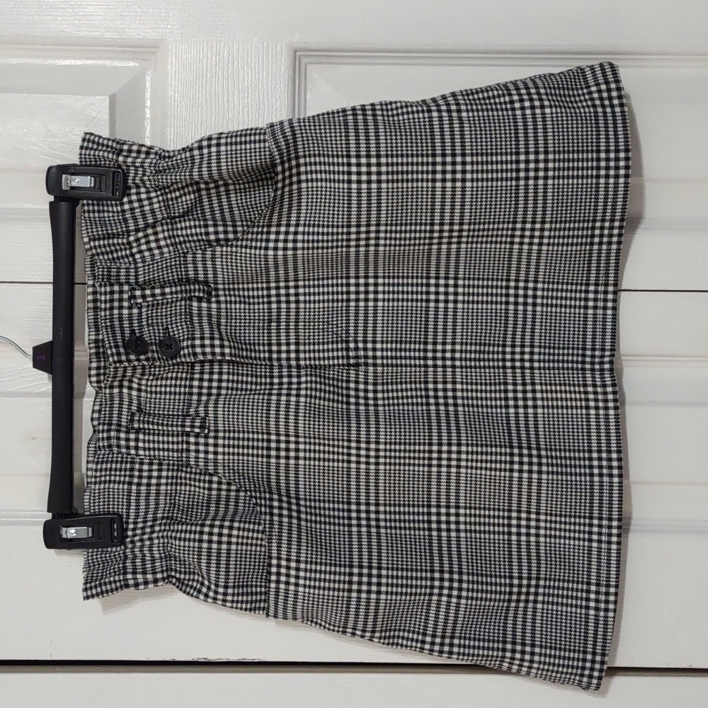 Jolt Houndstooth Black and White Mini Skirt Paper Bag Waist